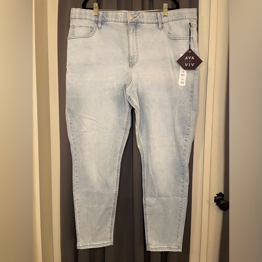 Ava & Viv Jeans High Rise Skinny Light Wash Size 22 Plus Size